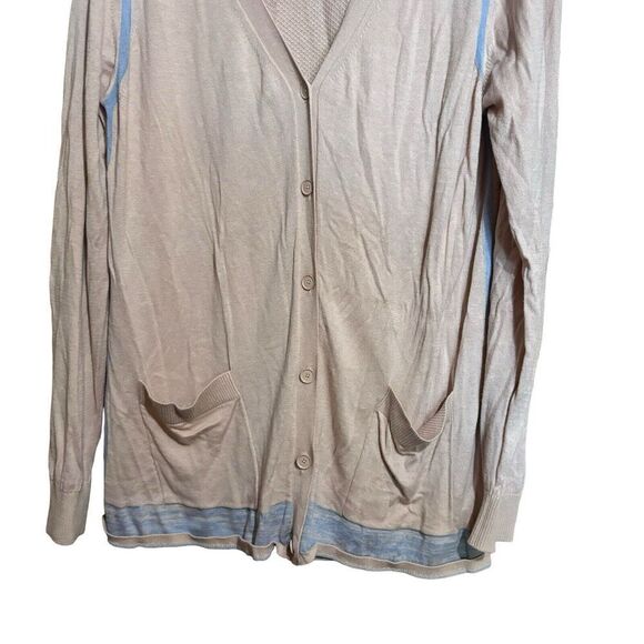 CAbi Cardigan Womens Large Lucy Salmon Periwinkle Button Sweater Cotton Blend - Picture 4 of 8